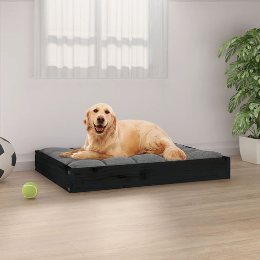Berkfield Dog Bed Black 71.5x54x9 cm Solid Wood Pine