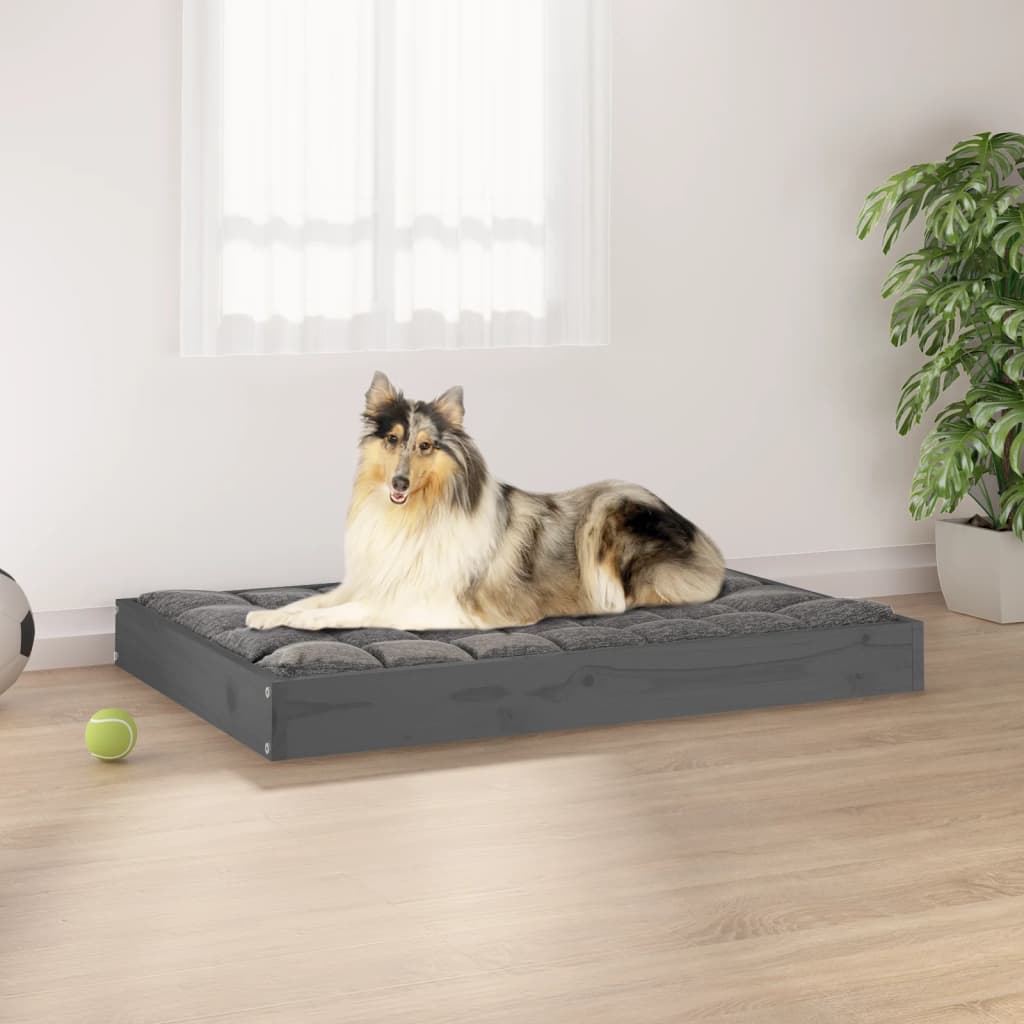 Berkfield Dog Bed Grey 91.5x64x9 cm Solid Wood Pine