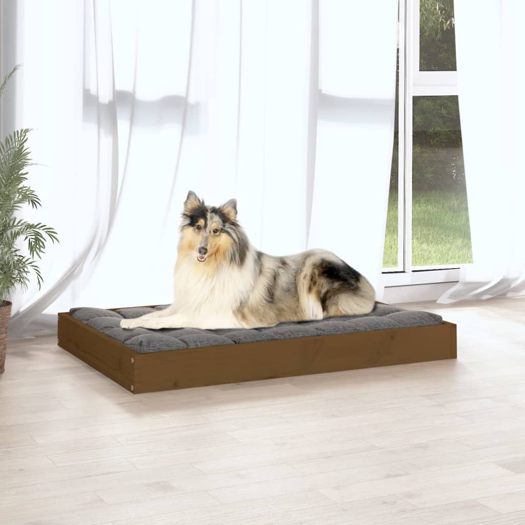 Berkfield Dog Bed Honey Brown 91.5x64x9 cm Solid Wood Pine