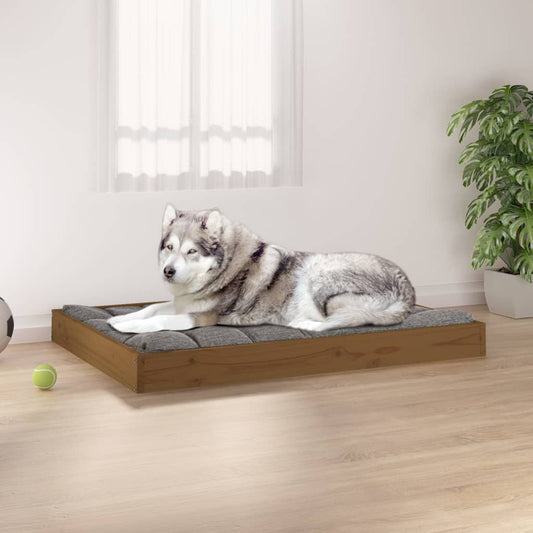 Berkfield Dog Bed Honey Brown 101.5x74x9 cm Solid Wood Pine