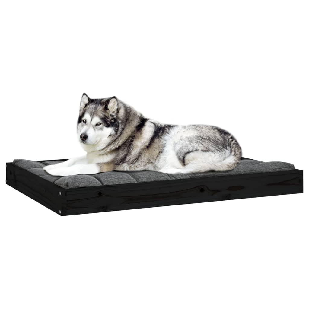 Berkfield Dog Bed Black 101.5x74x9 cm Solid Wood Pine