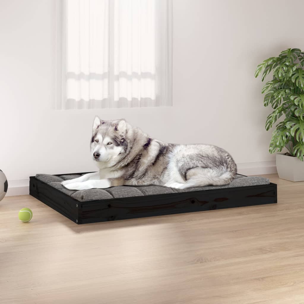 Berkfield Dog Bed Black 101.5x74x9 cm Solid Wood Pine
