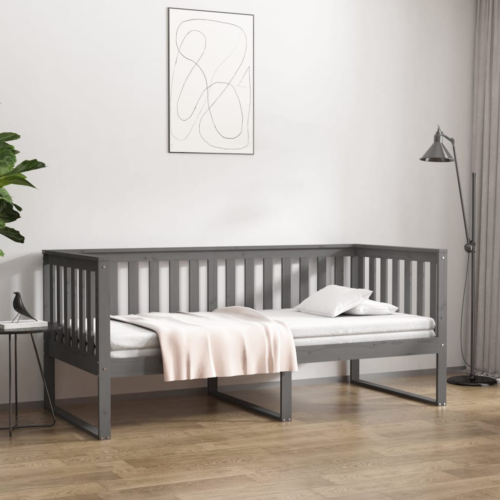 Berkfield Day Bed Grey 90x200 cm Solid Wood Pine