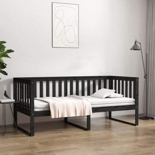 Berkfield Day Bed Black 100x200 cm Solid Wood Pine