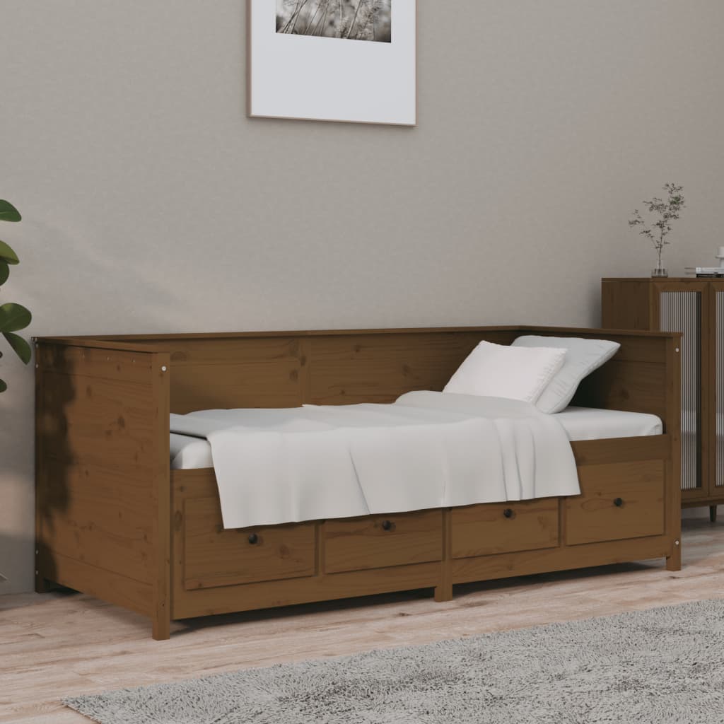 Berkfield Day Bed Honey Brown 100x200 cm Solid Wood Pine