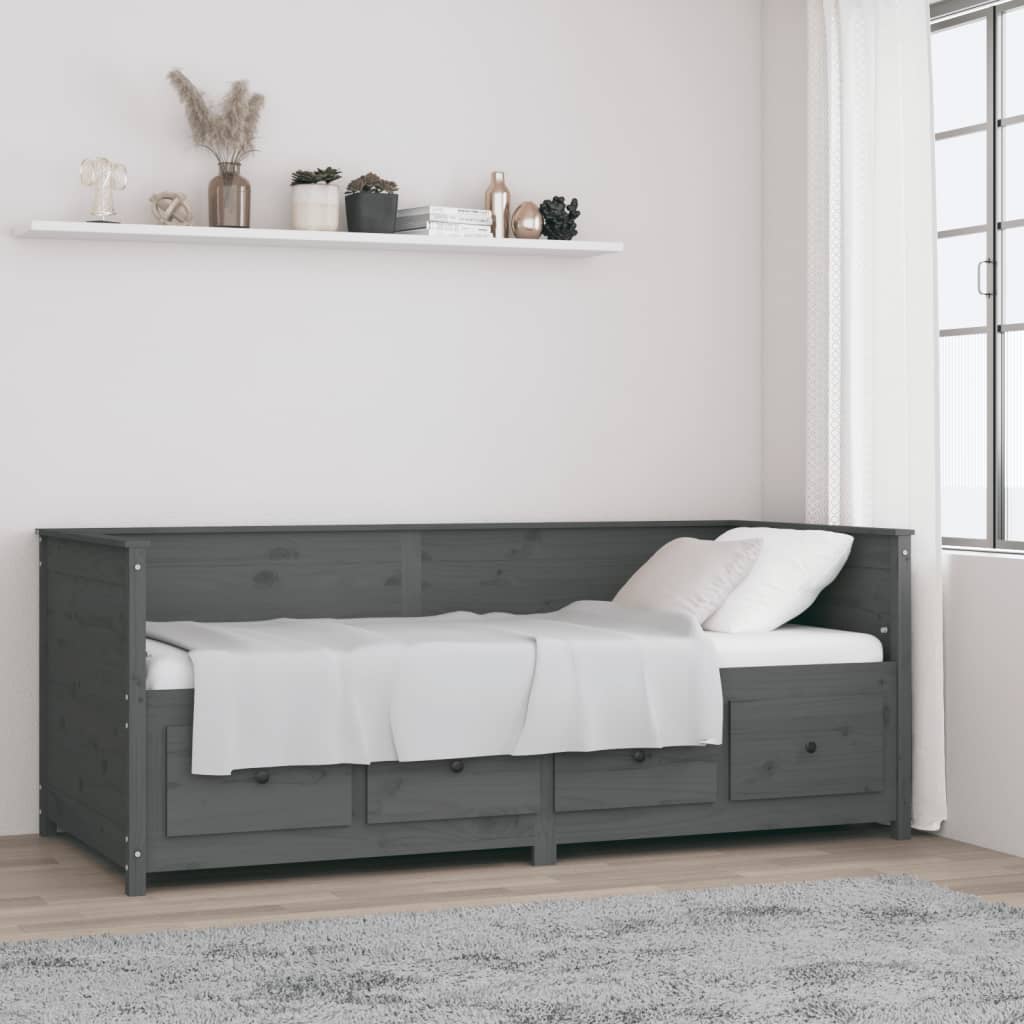 Berkfield Day Bed Grey 80x200 cm Solid Wood Pine