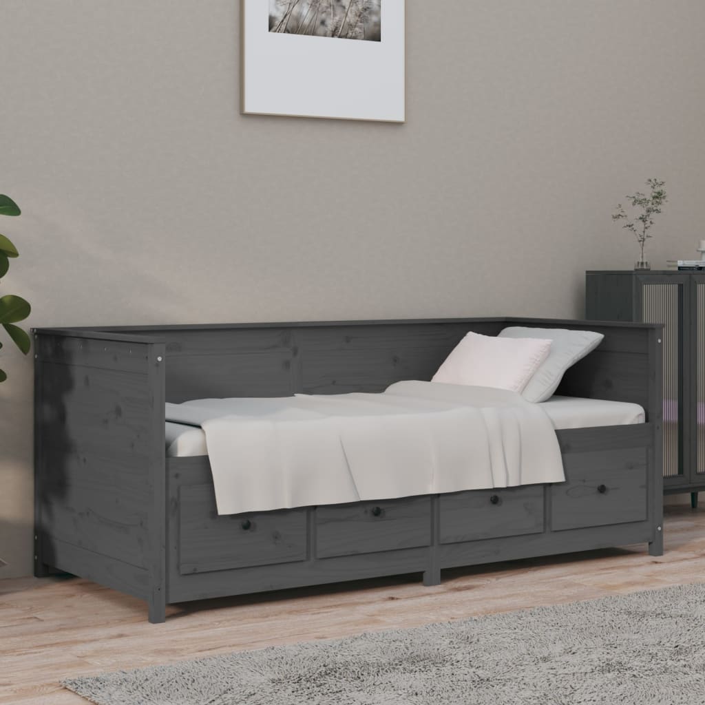Berkfield Day Bed Grey 90x190 cm Solid Wood Pine