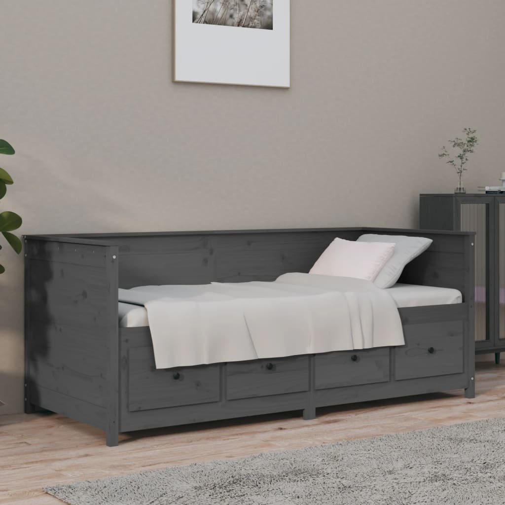 Berkfield Day Bed Grey 75x190 cm Solid Wood Pine
