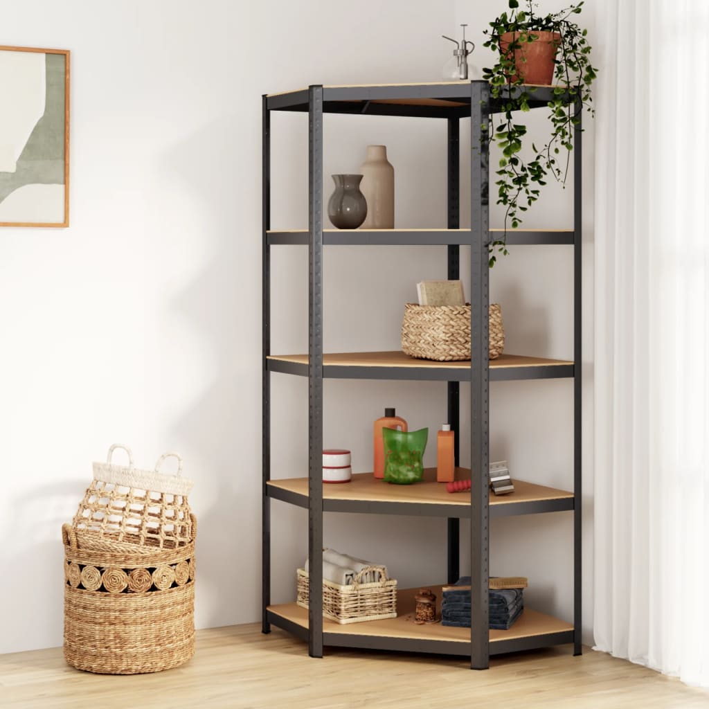 Berkfield 5-Layer Corner Shelf Anthracite Steel&Engineered Wood
