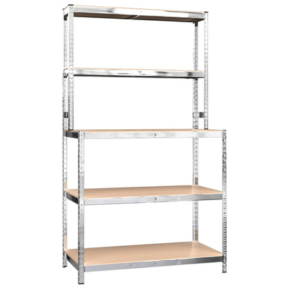 Berkfield 5-Layer Work Table with Shelves Silver Steel&Engineered Wood