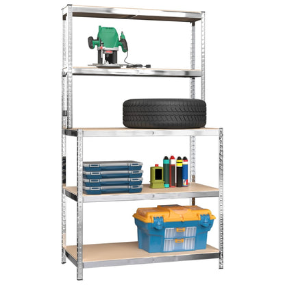 Berkfield 5-Layer Work Table with Shelves Silver Steel&Engineered Wood