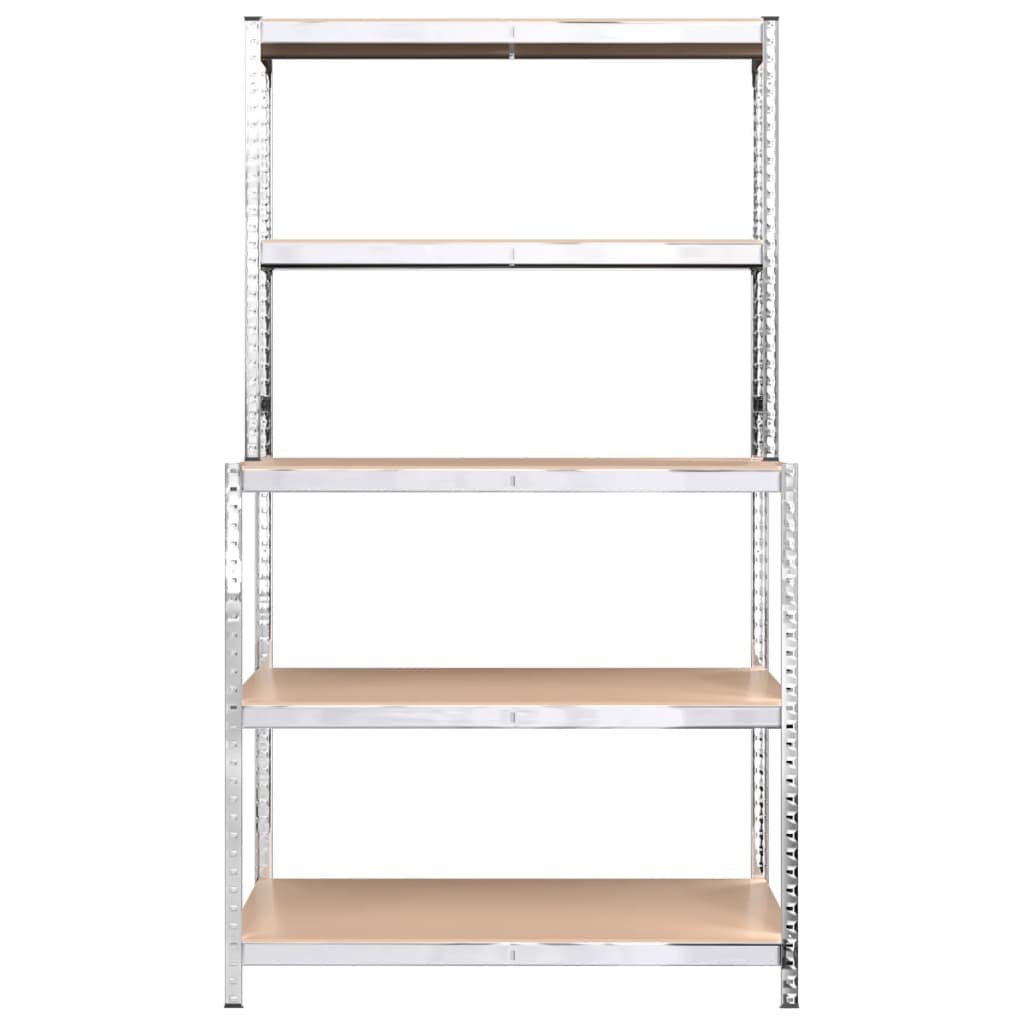 Berkfield 5-Layer Work Table with Shelves Silver Steel&Engineered Wood