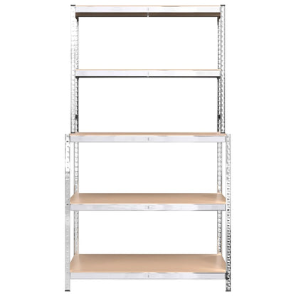 Berkfield 5-Layer Work Table with Shelves Silver Steel&Engineered Wood