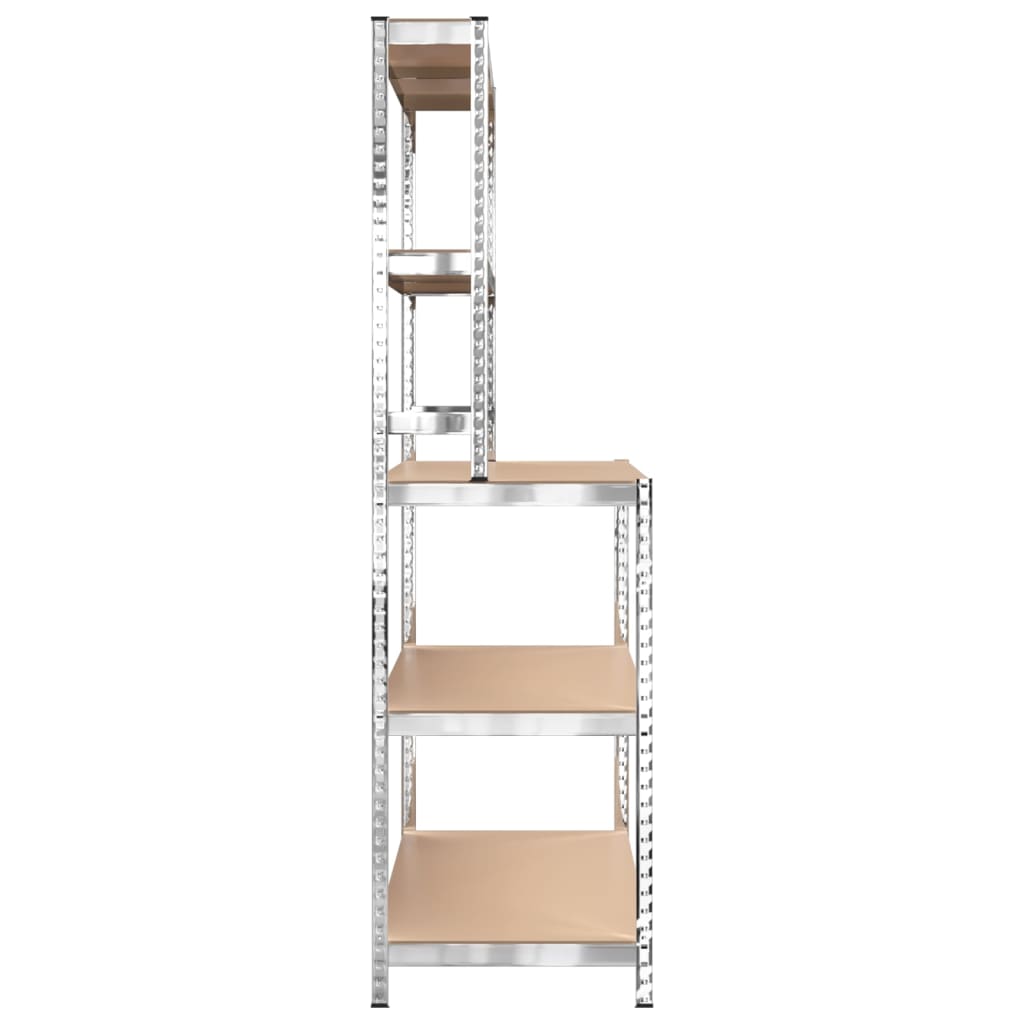 Berkfield 5-Layer Work Table with Shelves Silver Steel&Engineered Wood