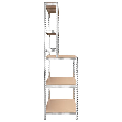 Berkfield 5-Layer Work Table with Shelves Silver Steel&Engineered Wood