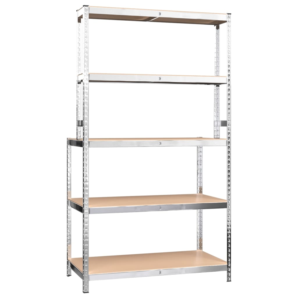 Berkfield 5-Layer Work Table with Shelves Silver Steel&Engineered Wood