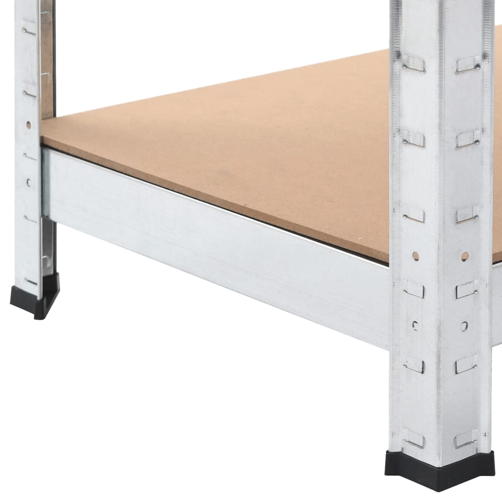 Berkfield 5-Layer Work Table with Shelves Silver Steel&Engineered Wood