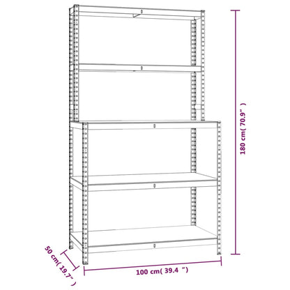 Berkfield 5-Layer Work Table with Shelves Silver Steel&Engineered Wood