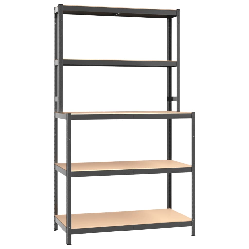 Berkfield 5-Layer Work Table with Shelves Anthracite Steel&Engineered Wood