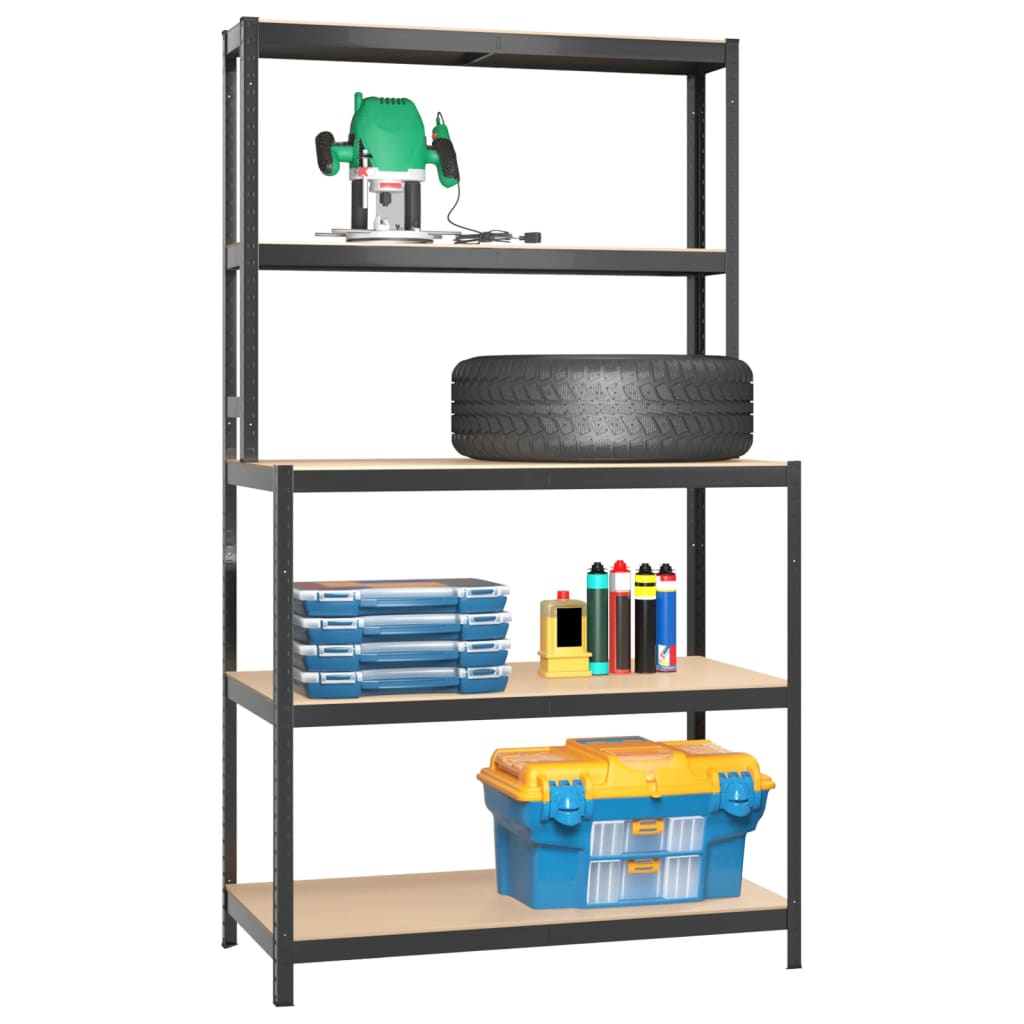 Berkfield 5-Layer Work Table with Shelves Anthracite Steel&Engineered Wood