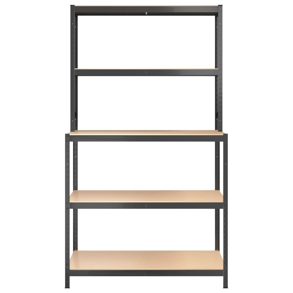 Berkfield 5-Layer Work Table with Shelves Anthracite Steel&Engineered Wood