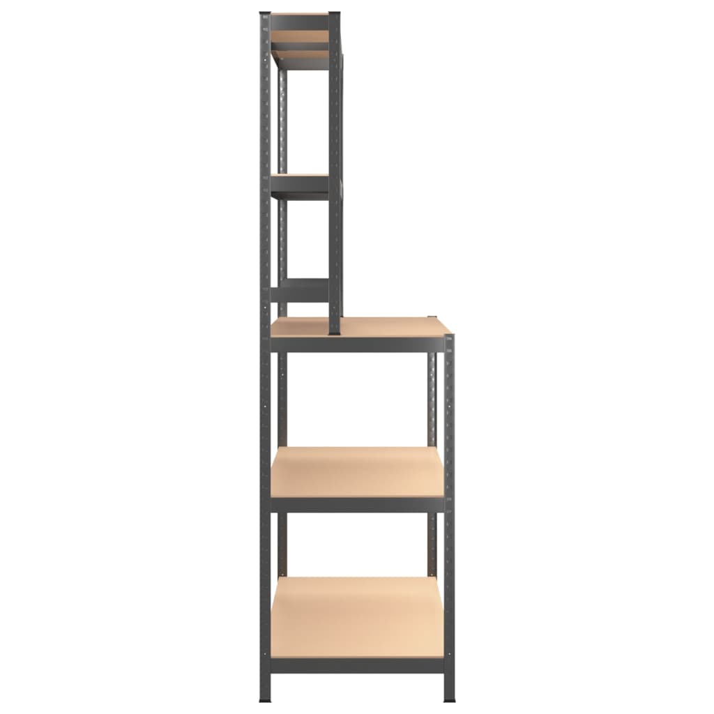 Berkfield 5-Layer Work Table with Shelves Anthracite Steel&Engineered Wood