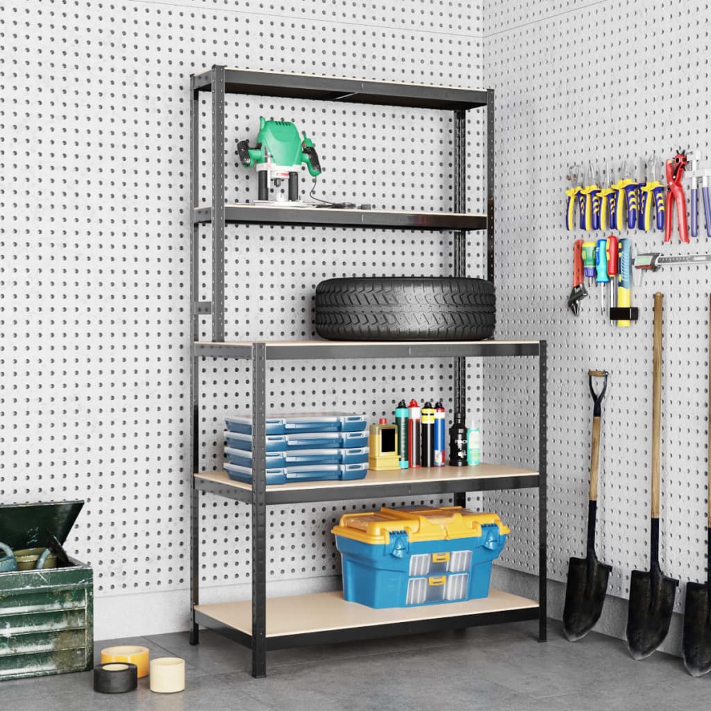 Berkfield 5-Layer Work Table with Shelves Anthracite Steel&Engineered Wood
