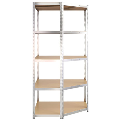 Berkfield 5-Layer Heavy-duty Corner Shelf Silver Steel&Engineered Wood