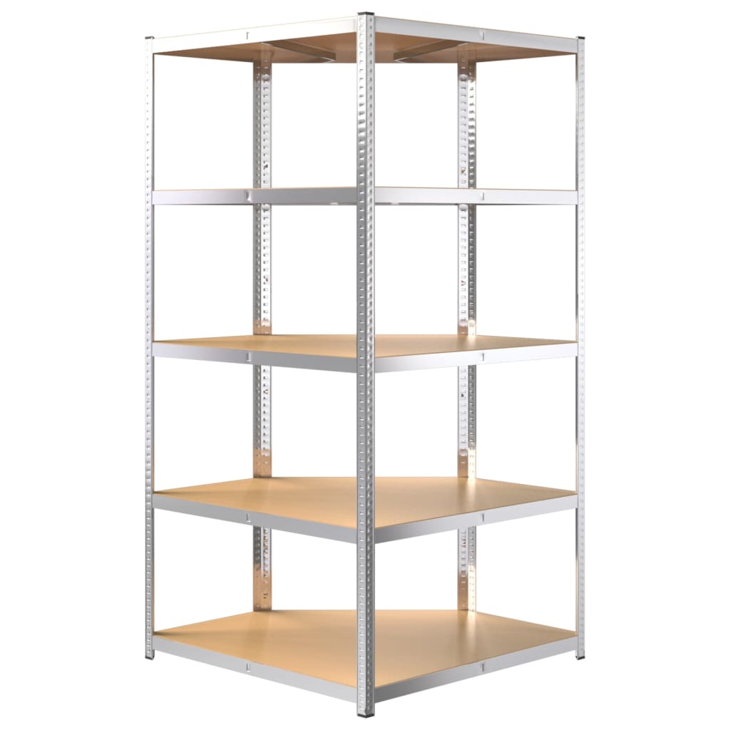 Berkfield 5-Layer Heavy-duty Corner Shelf Silver Steel&Engineered Wood