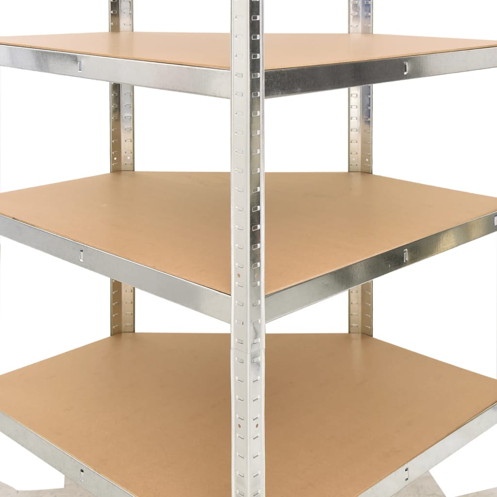 Berkfield 5-Layer Heavy-duty Corner Shelf Silver Steel&Engineered Wood