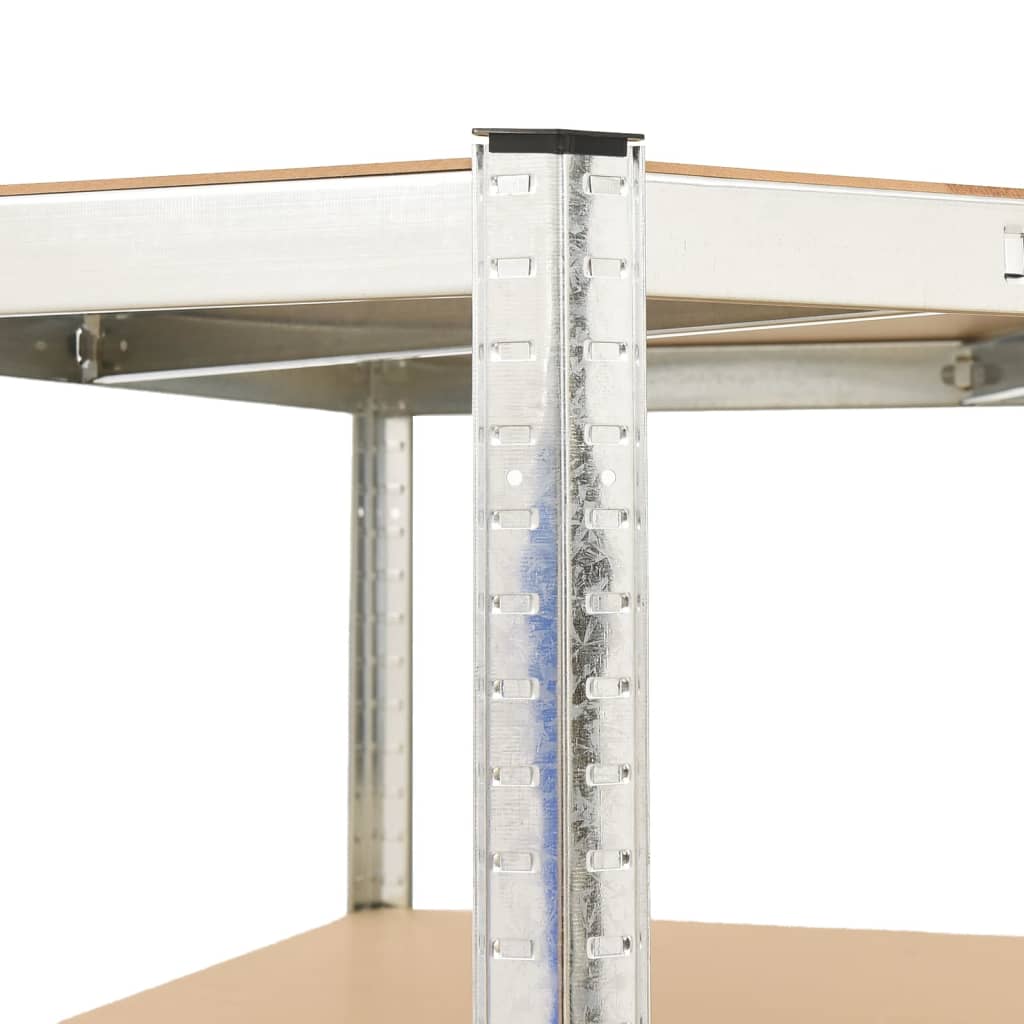 Berkfield 5-Layer Heavy-duty Corner Shelf Silver Steel&Engineered Wood