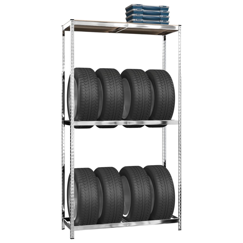 Berkfield 2-Layer Tire Racks 2 pcs Silver 110x40x180 cm Steel