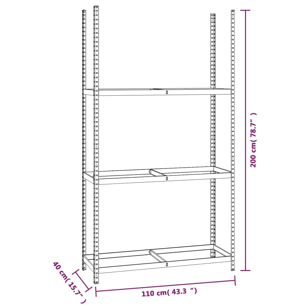 Berkfield 3-Layer Tire Racks 2 pcs Silver 110x40x200 cm Steel