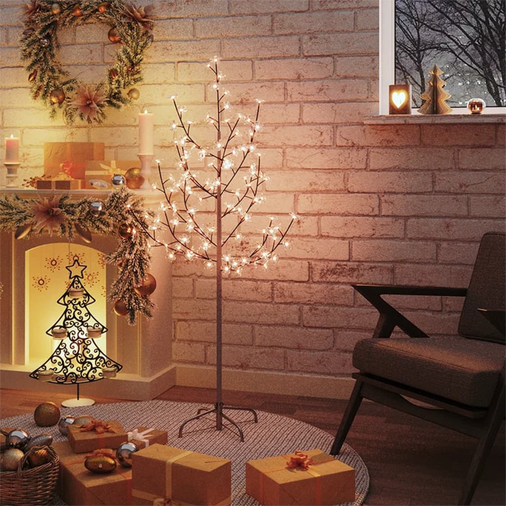 Berkfield Cherry Blossom LED Tree Warm White 84 LEDs 120 cm
