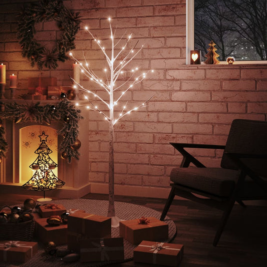 Berkfield LED White Birch Tree Warm White 72 LEDs 150 cm