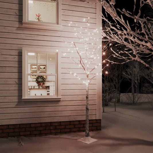 Berkfield LED White Birch Tree Warm White 240 LEDs 300 cm
