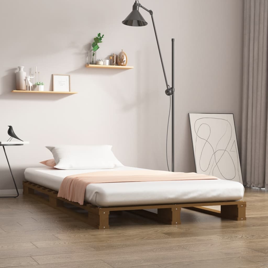 Berkfield Pallet Bed Honey Brown 100x200 cm Solid Wood Pine