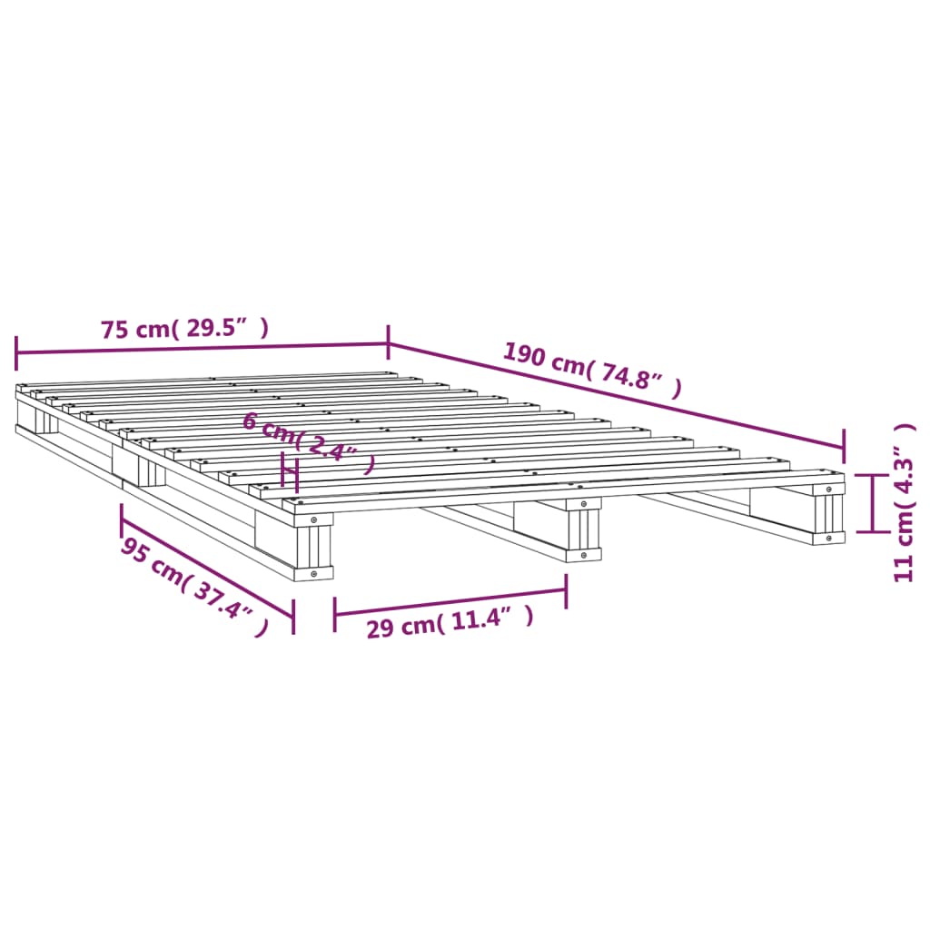 Berkfield Pallet Bed Honey Brown 75x190 cm Small Single Solid Wood Pine