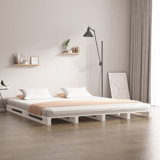 Berkfield Pallet Bed White 135x190 cm Double Wood Pine