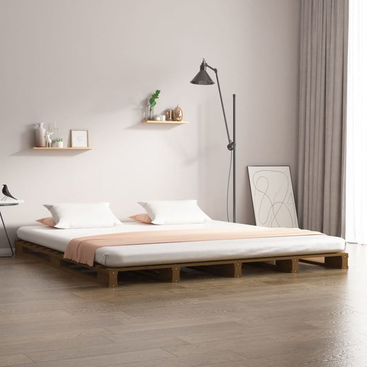 Berkfield Pallet Bed Honey Brown 140x190 cm Solid Wood Pine