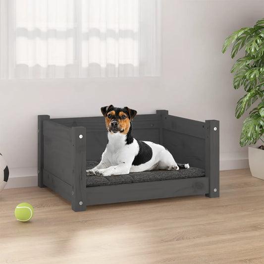 Berkfield Dog Bed Grey 55.5x45.5x28 cm Solid Pine Wood