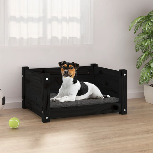 Berkfield Dog Bed Black 55.5x45.5x28 cm Solid Pine Wood