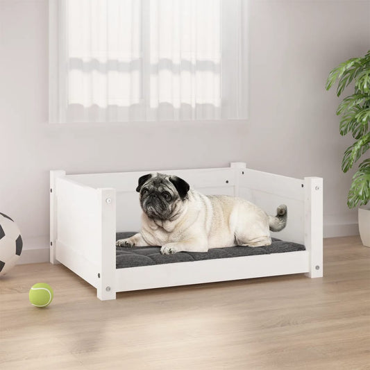 Berkfield Dog Bed White 65.5x50.5x28 cm Solid Pine Wood