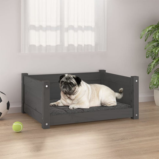 Berkfield Dog Bed Grey 65.5x50.5x28 cm Solid Pine Wood