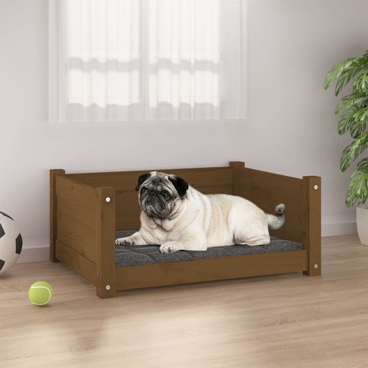 Berkfield Dog Bed Honey Brown 65.5x50.5x28 cm Solid Pine Wood