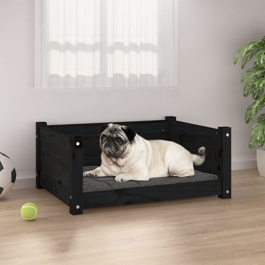 Berkfield Dog Bed Black 65.5x50.5x28 cm Solid Pine Wood