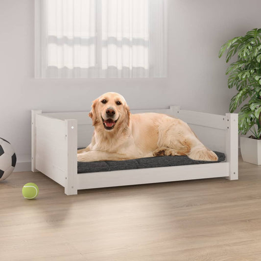 Berkfield Dog Bed White 75.5x55.5x28 cm Solid Pine Wood