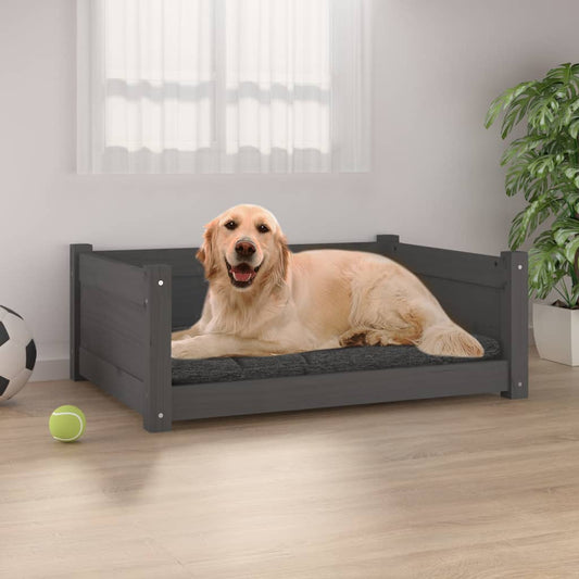 Berkfield Dog Bed Grey 75.5x55.5x28 cm Solid Pine Wood
