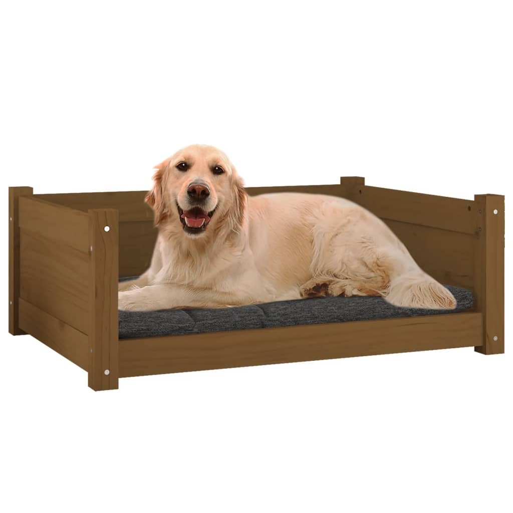 Berkfield Dog Bed Honey Brown 75.5x55.5x28 cm Solid Pine Wood