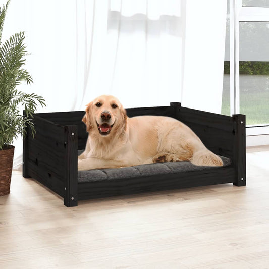 Berkfield Dog Bed Black 75.5x55.5x28 cm Solid Pine Wood